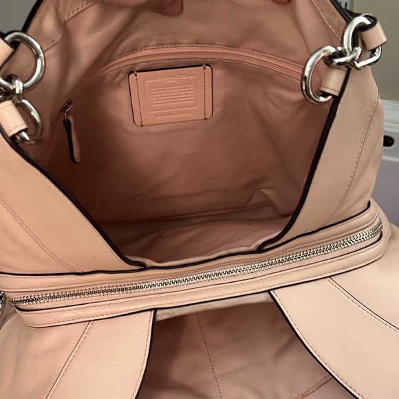 Tan & baby pink coach bag. Lightly used. - Picture 3 of 4